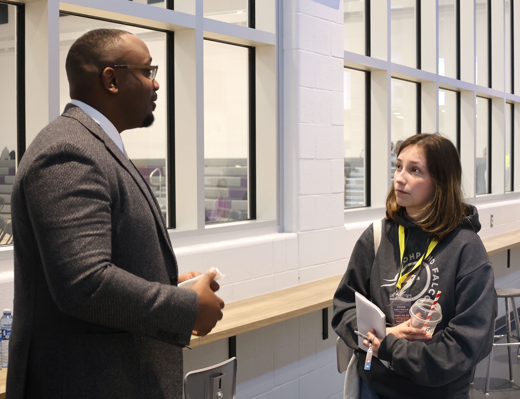 Student Leader engaging with Bryan Saint Louis